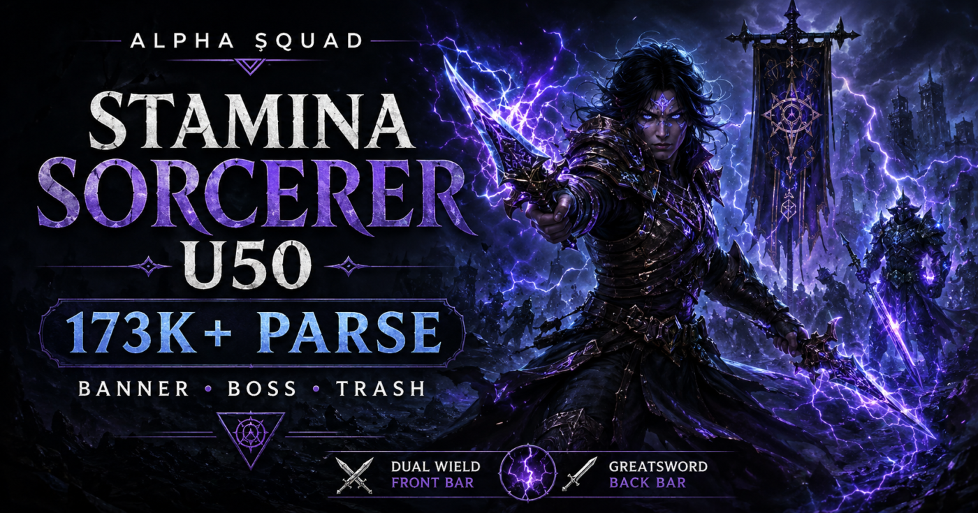 ESO Stamina Sorcerer DPS Build U50 – 173K+ Parse, Banner, Boss & Trash