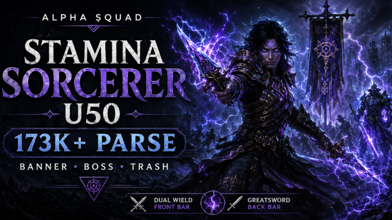 ESO Stamina Sorcerer DPS Build U50 – 173K+ Parse, Banner, Boss & Trash