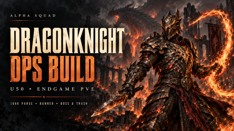 ESO Dragonknight DPS build U50 – armored warrior wielding a flaming whip