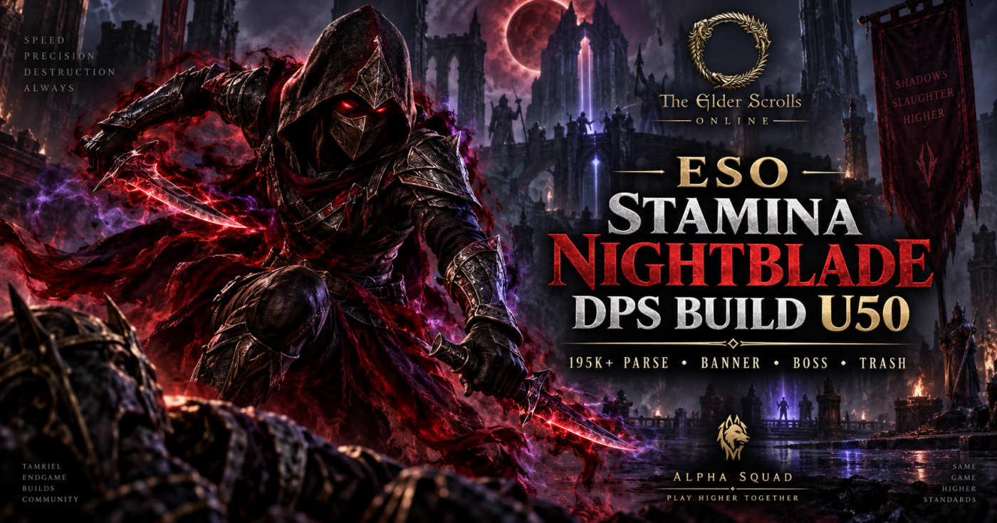 ESO Stamina Nightblade DPS Build U50 – 195K+ Parse, Banner, Boss & Trash